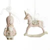 Adorable Pink Rocking Horse and Nutcracker Christmas Decoration - Set of 2 Christmas Tree Decorations|