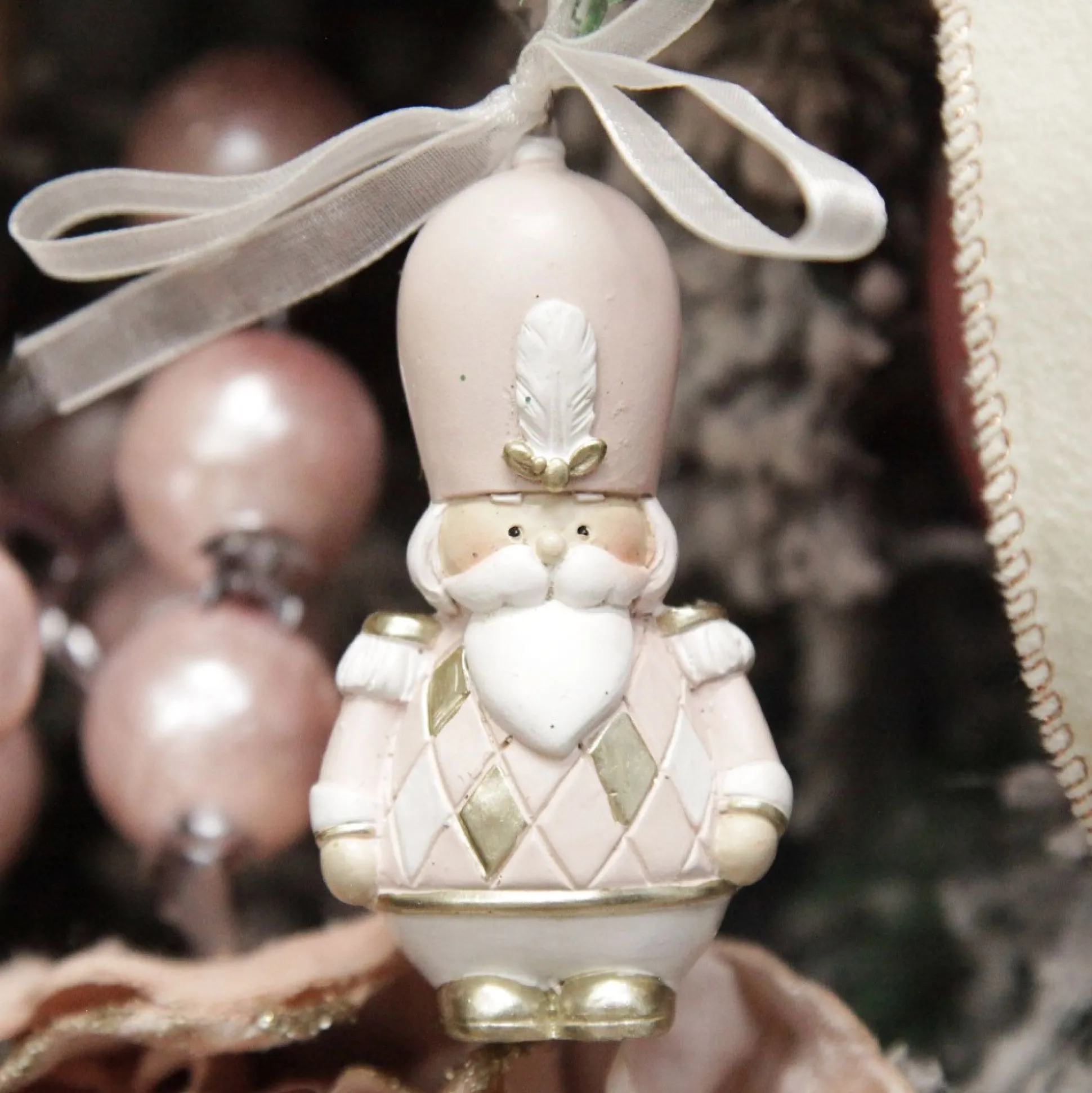 Adorable Pink Rocking Horse and Nutcracker Christmas Decoration - Set of 2 Christmas Tree Decorations|