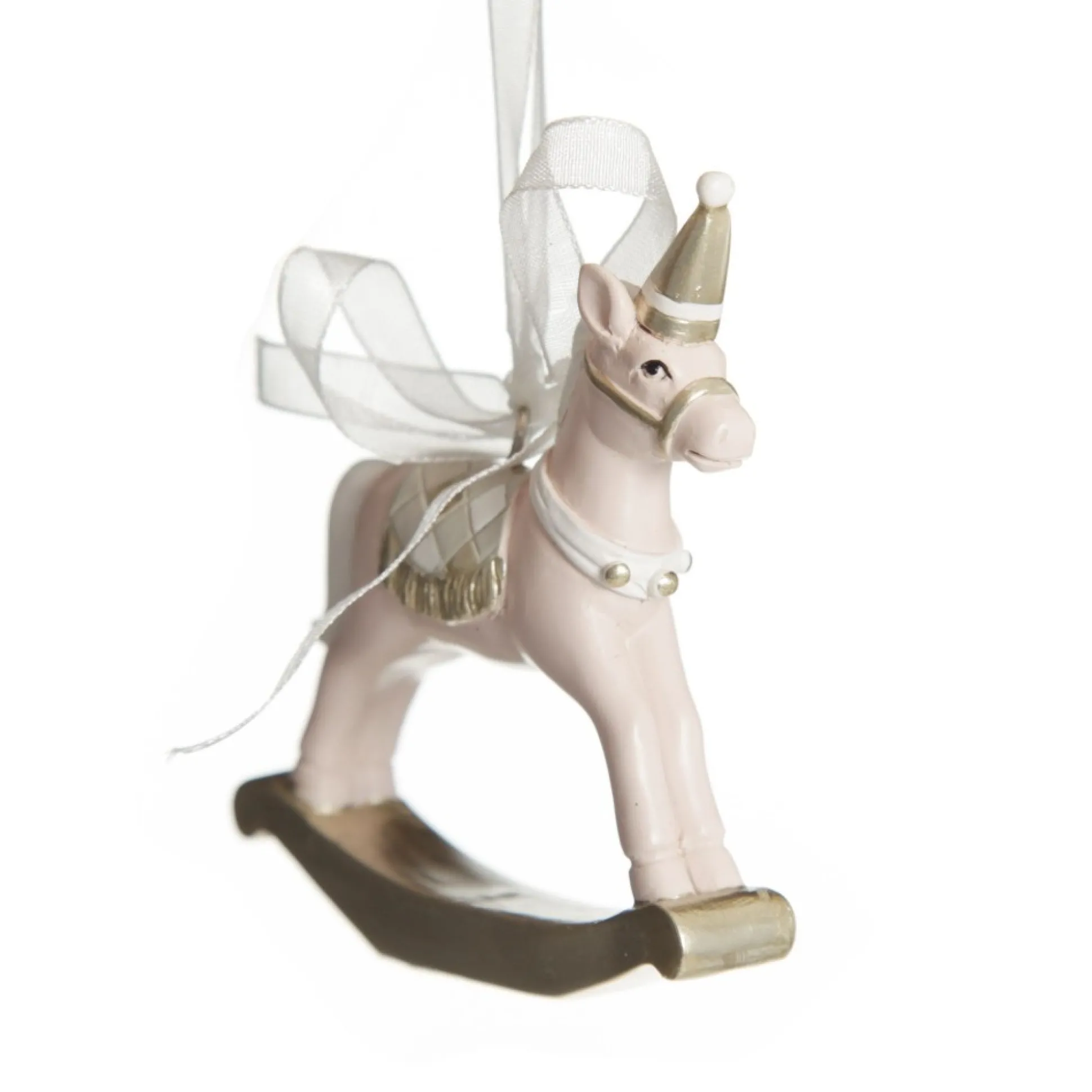 Adorable Pink Rocking Horse and Nutcracker Christmas Decoration - Set of 2 Christmas Tree Decorations|