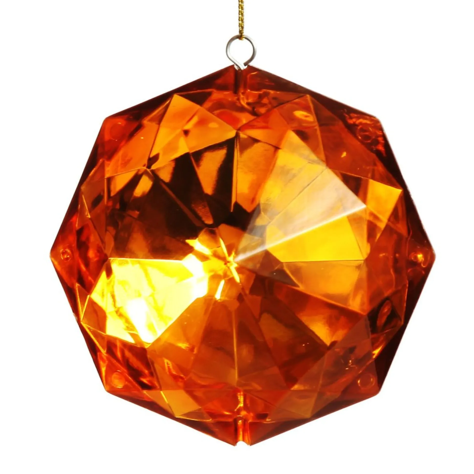 Amber Octagonal Cut Gem Christmas Hanging Decoration Christmas Tree Decorations|