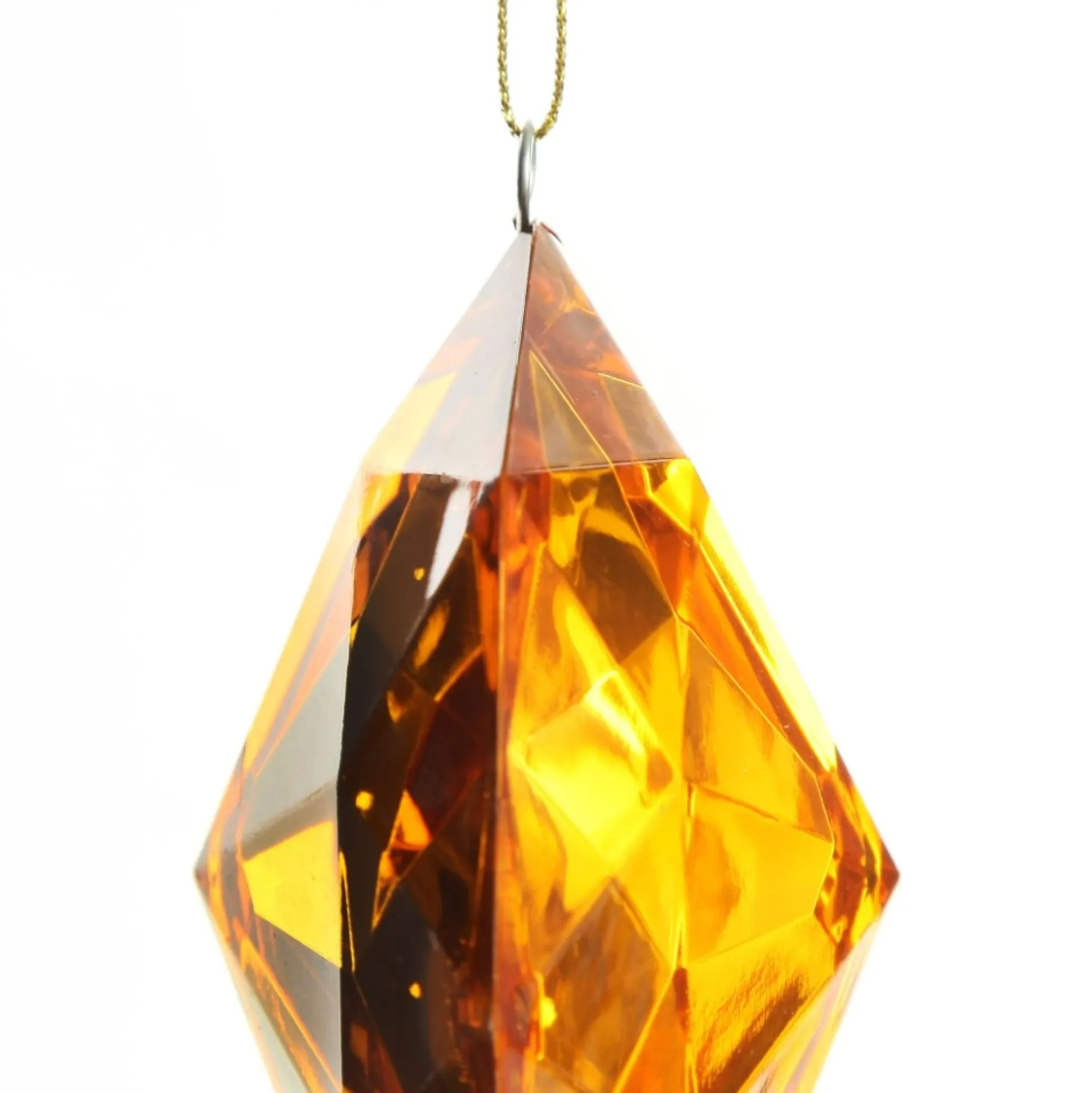 Amber Octagonal Cut Gem Christmas Hanging Decoration Christmas Tree Decorations|