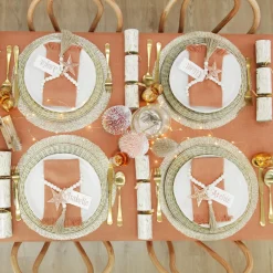 Antique Champagne Wicker Pattern Christmas Charger Plate Christmas Table Decor|