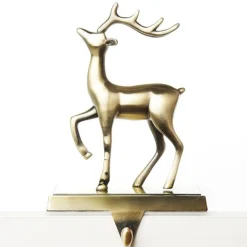 Antique Gold 3D Reindeer Christmas Stocking Hanger Stocking Hangers|