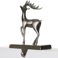 Antique Silver 3D Reindeer Christmas Stocking Hanger Stocking Hangers|