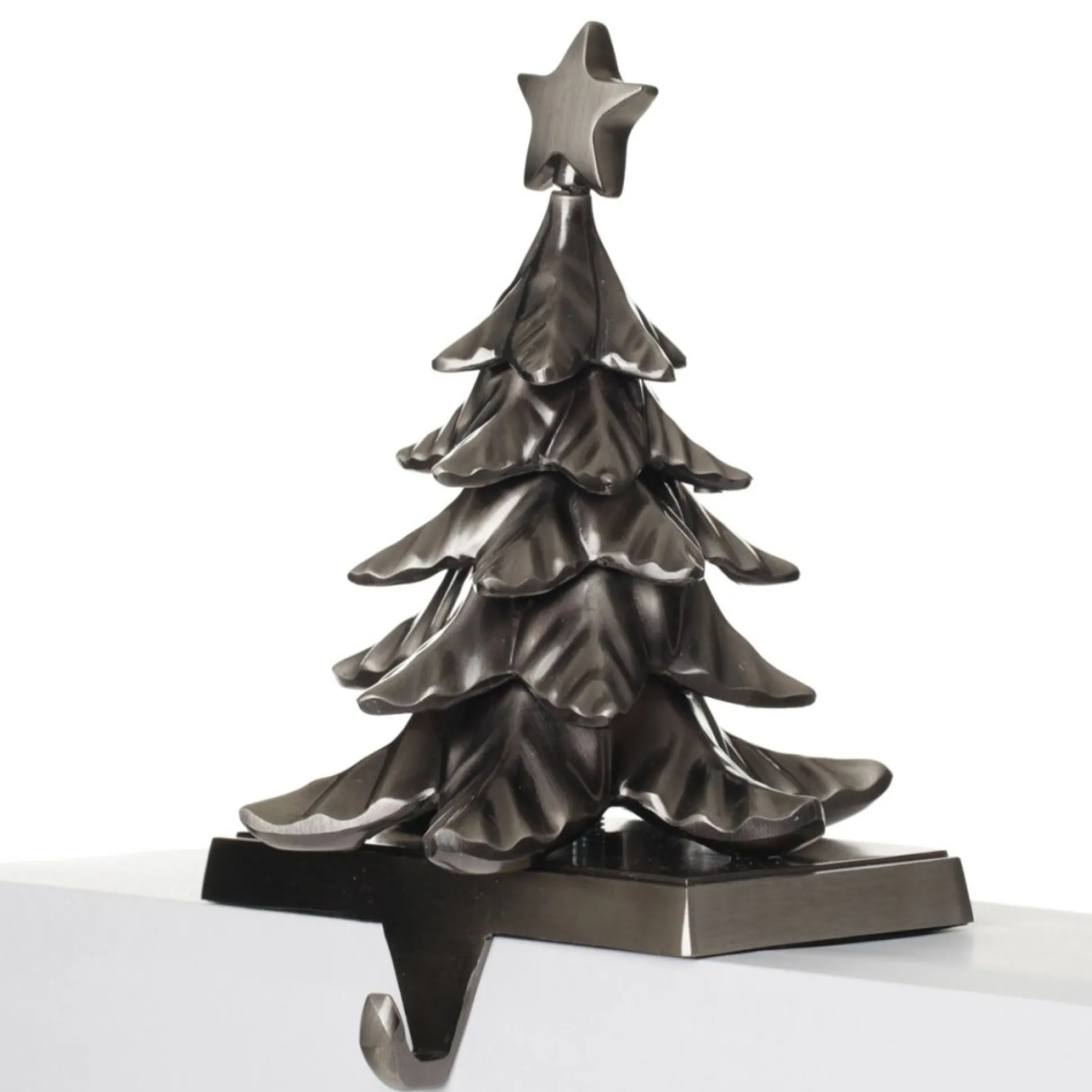 Antique Silver 3D Tree Christmas Stocking Hanger Stocking Hangers|