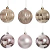 Assorted Decorative Pink Shatterproof Christmas Baubles - Set of 6 Christmas Bauble Sets|