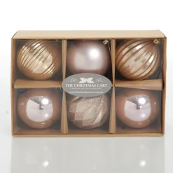 Assorted Decorative Pink Shatterproof Christmas Baubles - Set of 6 Christmas Bauble Sets|