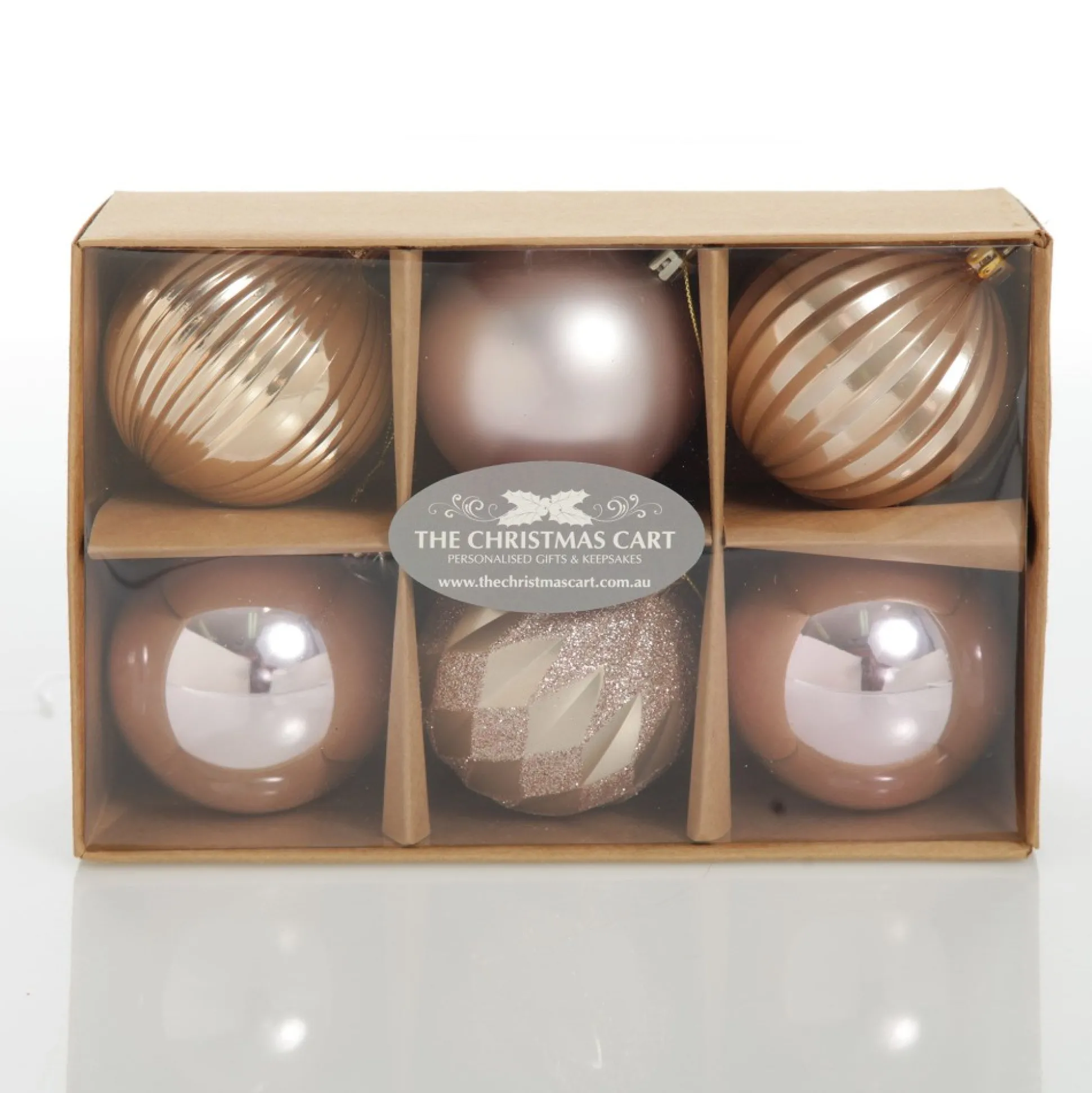 Assorted Decorative Pink Shatterproof Christmas Baubles - Set of 6 Christmas Bauble Sets|