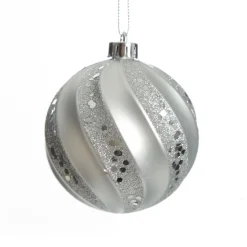 Assorted Decorative Silver Shatterproof Christmas Baubles - Set of 6 Christmas Bauble Sets|