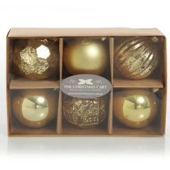 Assorted Gold Mercury Shatterproof Christmas Baubles - Set of 6 Christmas Bauble Sets|