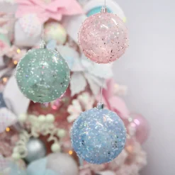 Assorted Pastel Sequin Sprinkles Shatterproof Christmas Baubles - Set of 3 Christmas Bauble Sets|