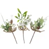 Assorted White Berry and Leaf Christmas Bouquet Pick Trio Christmas Pick|