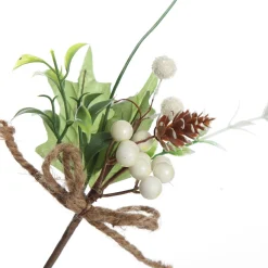 Assorted White Berry and Leaf Christmas Bouquet Pick Trio Christmas Pick|
