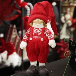 Astrid Cute Christmas Dress up Ornament in Red Overalls Christmas Figurines|