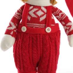 Astrid Cute Christmas Dress up Ornament in Red Overalls Christmas Figurines|