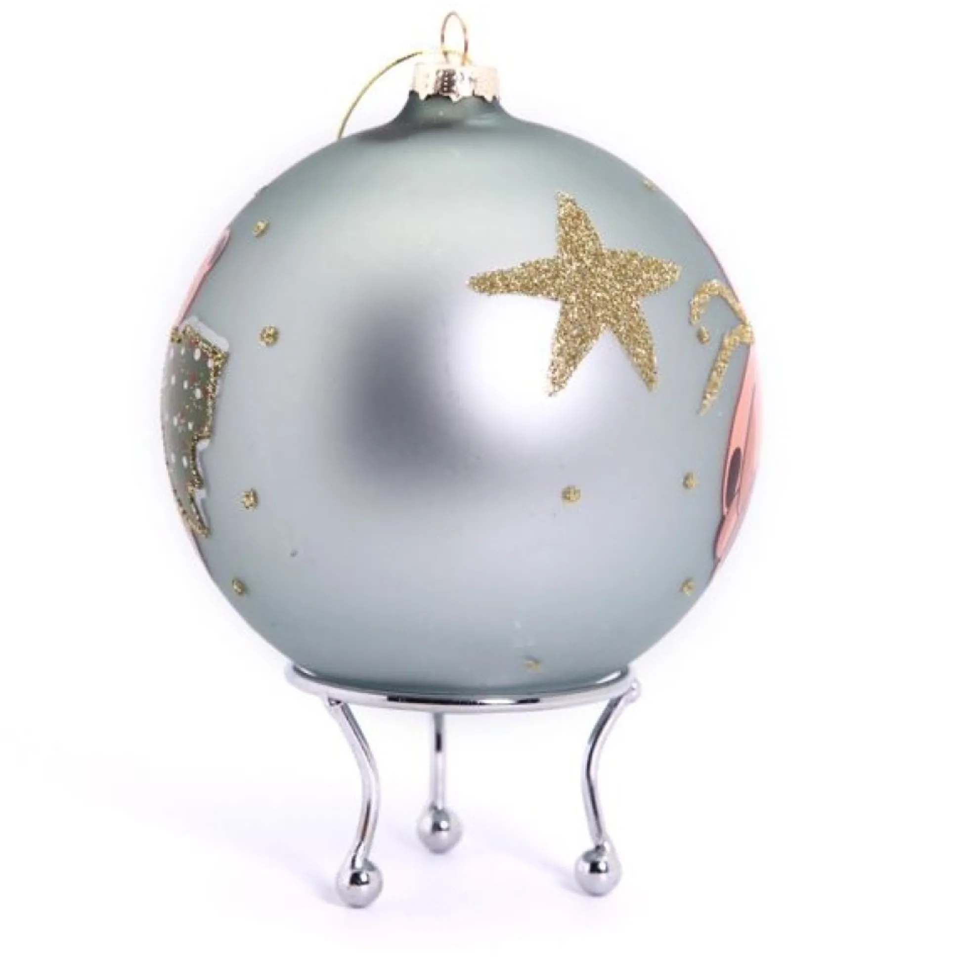 Baby Blue Christmas Bear with Tree Bauble Personalised Baubles|