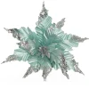 Baby Blue Sequin Poinsettia Flower Stem Christmas Flowers|