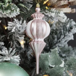 Baby Pink Christmas Finial Decoration Finials And Drops|