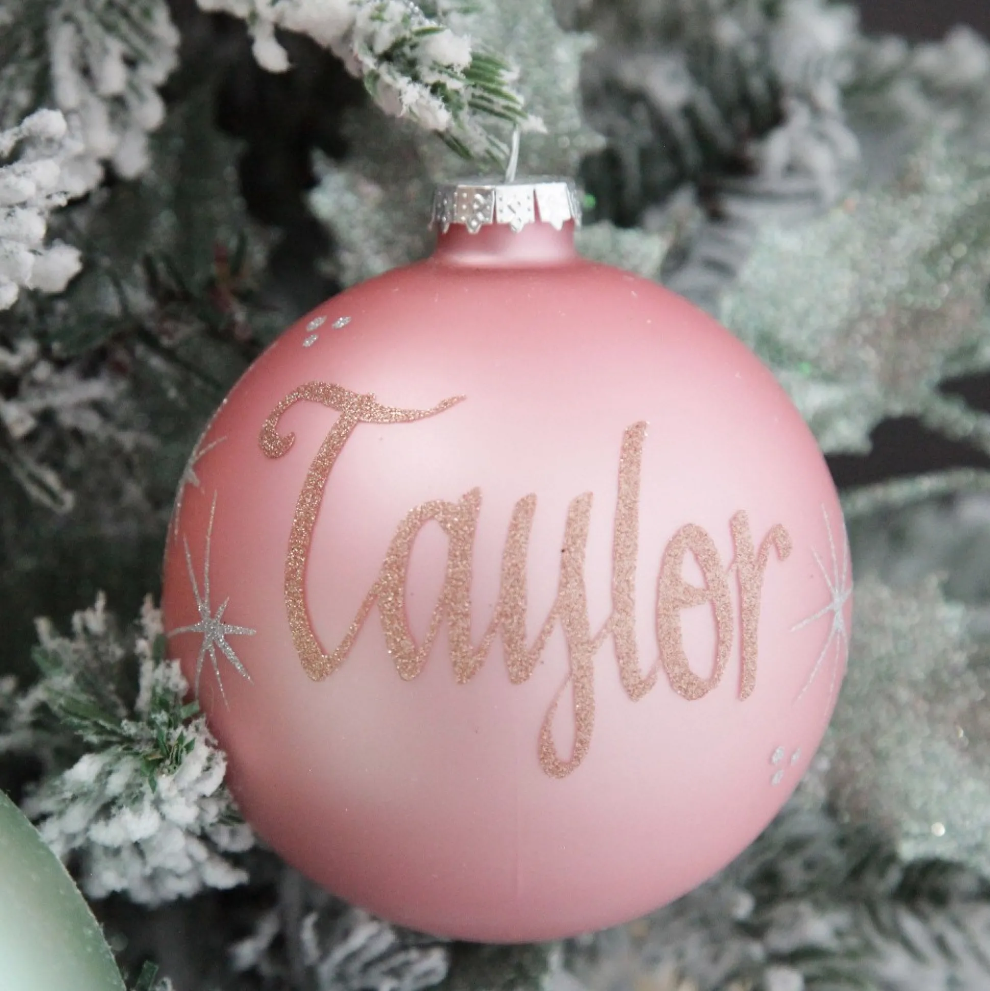 Baby Pink Glass Personalised Christmas Bauble Personalised Baubles|