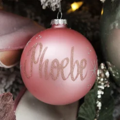 Baby Pink Glass Personalised Christmas Bauble Personalised Baubles|