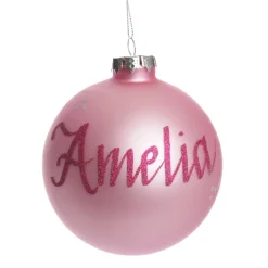 Baby Pink Glass Personalised Christmas Bauble Personalised Baubles|