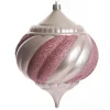 Baby Pink Glitter Swirl Christmas Onion Bauble Finials And Drops|