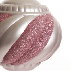 Baby Pink Glitter Swirl Christmas Onion Bauble Finials And Drops|