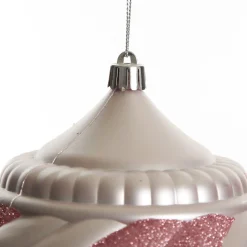 Baby Pink Glitter Swirl Christmas Onion Bauble Finials And Drops|