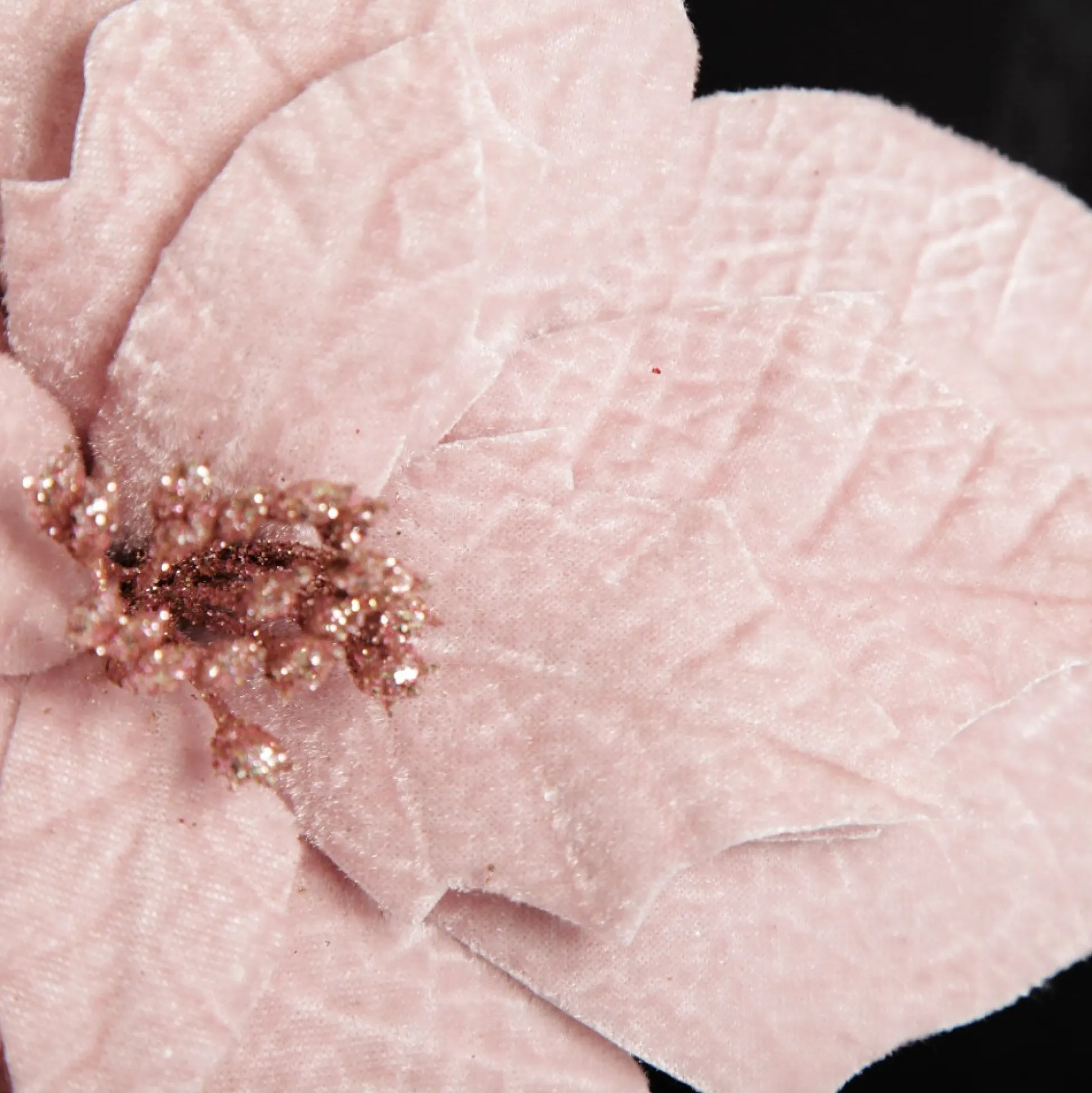 Baby Pink Velvet Poinsettia Flower Stem with Green Leaves Christmas Flowers|