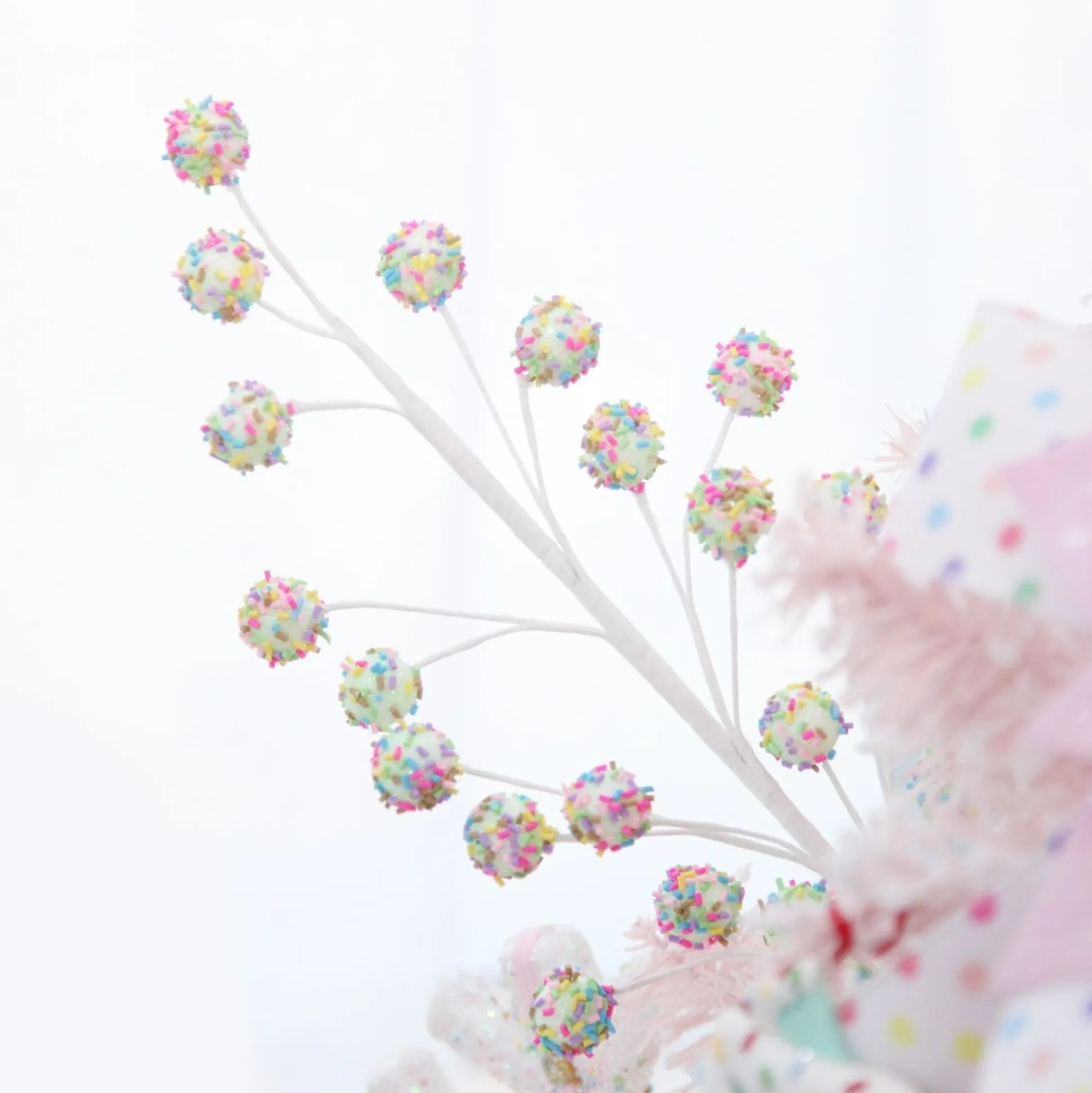Ball Spray Pick with Multicolour Sprinkles Christmas Tree Picks|