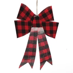 Black and Red Gingham Check Bow Christmas Bells And Bows|