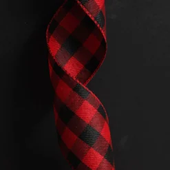 Black and Red Large Buffalo Check Wired Ribbon - 6.25cm Ribbons|