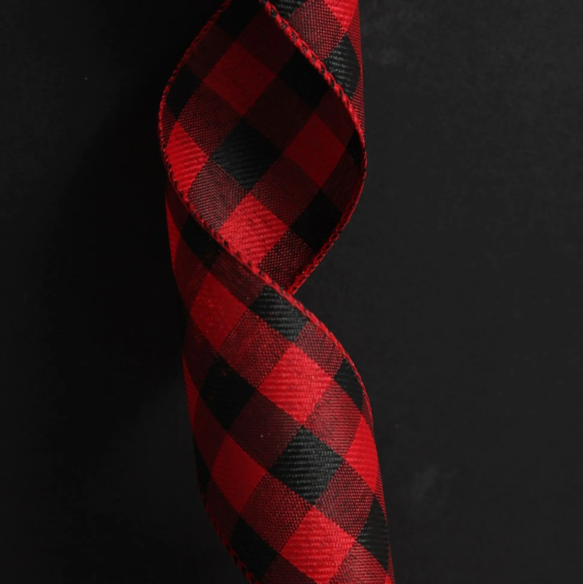 Black and Red Large Buffalo Check Wired Ribbon - 6.25cm Ribbons|