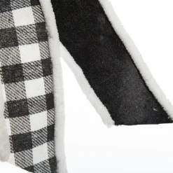 Black and White Check Christmas Bow with Fur Trim Christmas Bells And Bows|