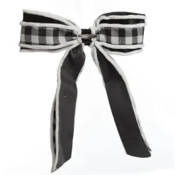 Black and White Check Christmas Bow with Fur Trim Christmas Bells And Bows|