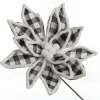 Black and White Check Flower Stem with Fur Trim Christmas Flowers|
