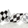 Black and White Diamond Check Wired Christmas Ribbon Ribbons|