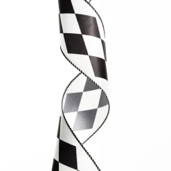 Black and White Diamond Check Wired Christmas Ribbon Ribbons|
