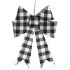 Black and White Gingham Check Bow Christmas Bells And Bows|