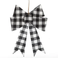 Black and White Gingham Check Bow Christmas Bells And Bows|