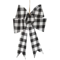 Black and White Gingham Check Bow Christmas Bells And Bows|