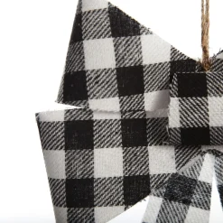 Black and White Gingham Check Bow Christmas Bells And Bows|