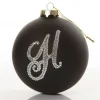 Black Bling Monogram Christmas Bauble Personalised Baubles|