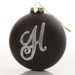 Black Bling Monogram Christmas Bauble Personalised Baubles|