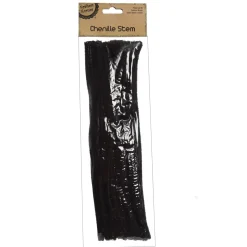 Black Chenille Stem Pipe Cleaners - Pack of 50 Christmas Craft Supplies|