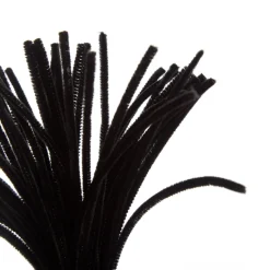 Black Chenille Stem Pipe Cleaners - Pack of 50 Christmas Craft Supplies|