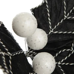 Black Christmas Holly Leaf Clip with Twine Trim Christmas Flowers|