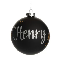 Black Glass Personalised Christmas Bauble Personalised Baubles|