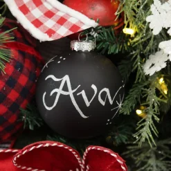 Black Glass Personalised Christmas Bauble Personalised Baubles|
