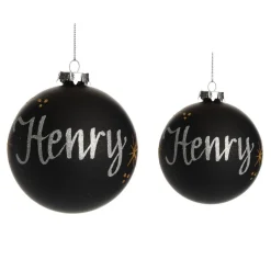 Black Glass Personalised Christmas Bauble Personalised Baubles|